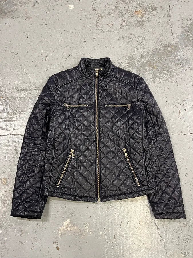 2000s Dolce & Gabbana Quilted Dark Purple Puffer Jacket oJpjTQa 0