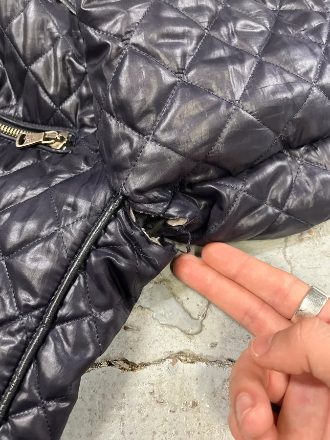 2000s Dolce & Gabbana Quilted Dark Purple Puffer Jacket oJpjTQa 11