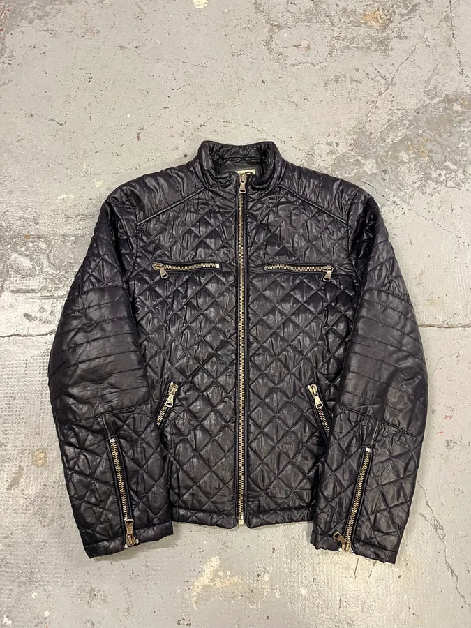 2000s Dolce & Gabbana Quilted Dark Purple Puffer Jacket oJpjTQa 3