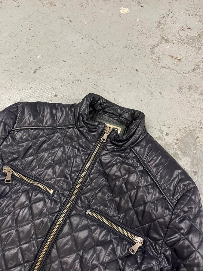 2000s Dolce & Gabbana Quilted Dark Purple Puffer Jacket oJpjTQa 4