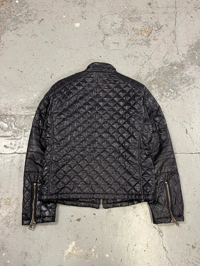 2000s Dolce & Gabbana Quilted Dark Purple Puffer Jacket oJpjTQa 6