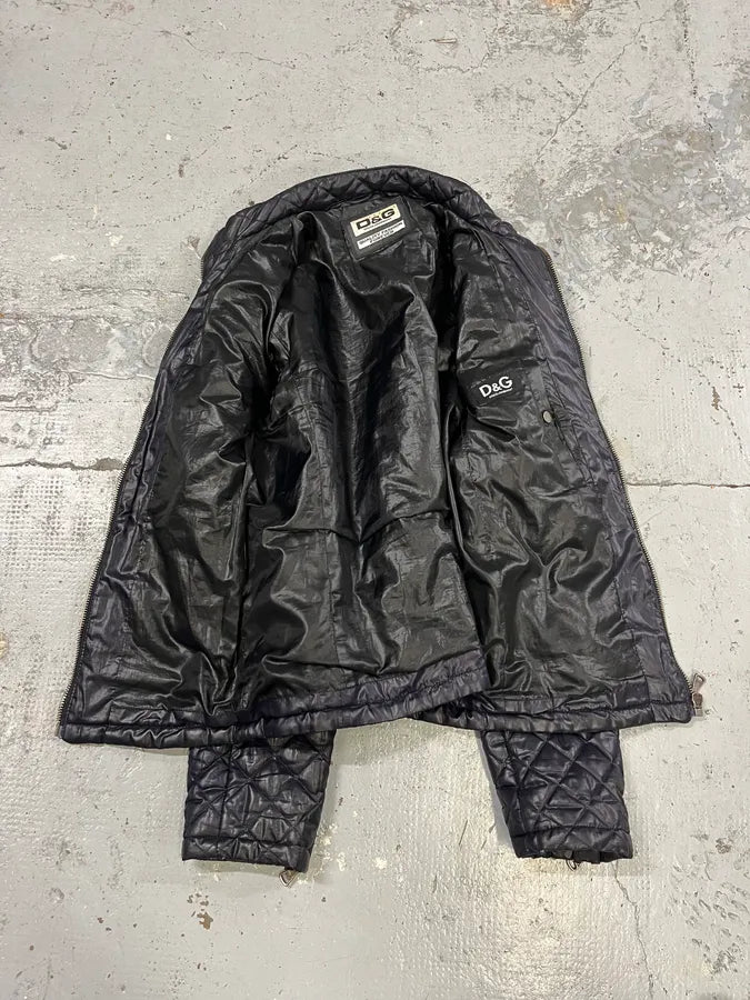 2000s Dolce & Gabbana Quilted Dark Purple Puffer Jacket oJpjTQa 7