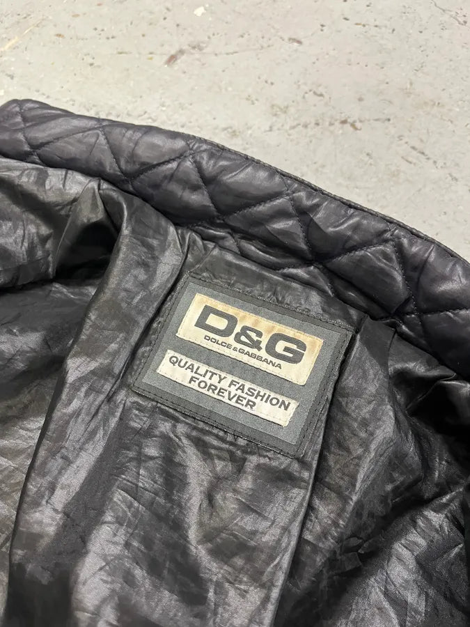 2000s Dolce & Gabbana Quilted Dark Purple Puffer Jacket oJpjTQa 8