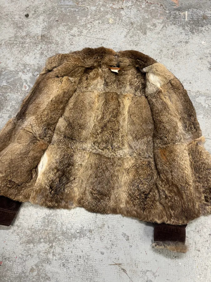 2000s Dolce & Gabbana Rabbit Fur Corduroy Brown Jacket NZWAbBq 1