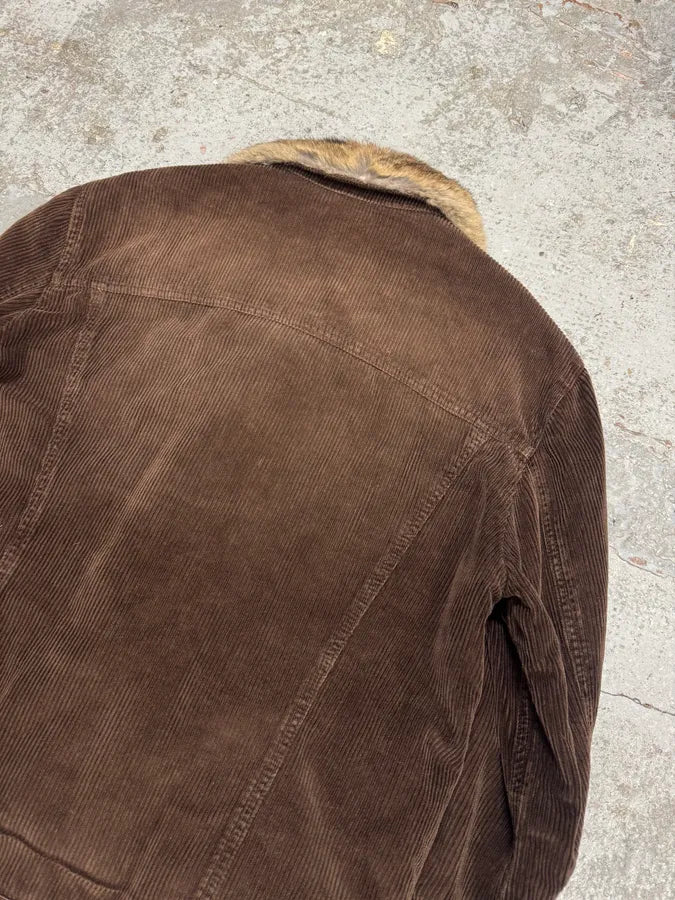 2000s Dolce & Gabbana Rabbit Fur Corduroy Brown Jacket NZWAbBq 7