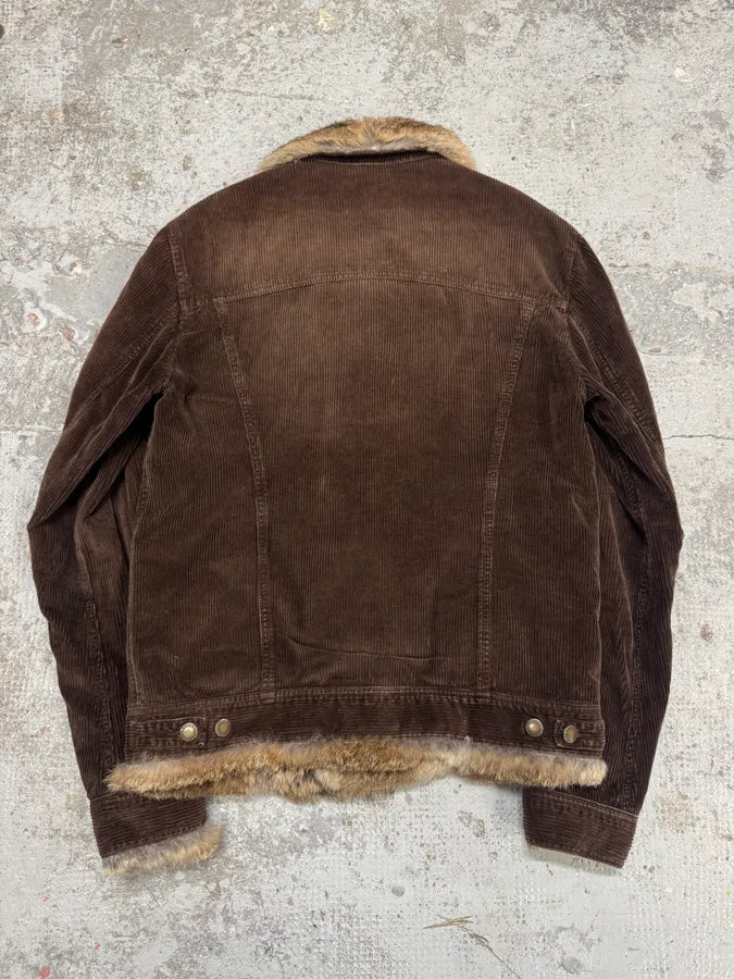 2000s Dolce & Gabbana Rabbit Fur Corduroy Brown Jacket NZWAbBq 8