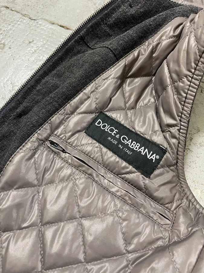 AW2011 Dolce & Gabbana Rabbit Fur Hooded Hybrid Denim Vest Jacket xNXRRaW 12