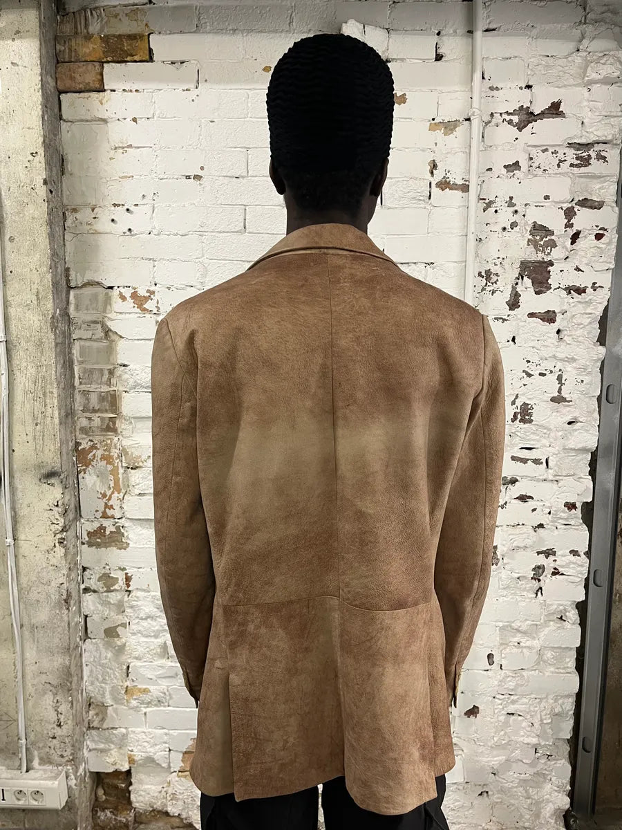 2000s Dolce & Gabbana Raw Beige Leather Blazer Jacket XoHecHY 2