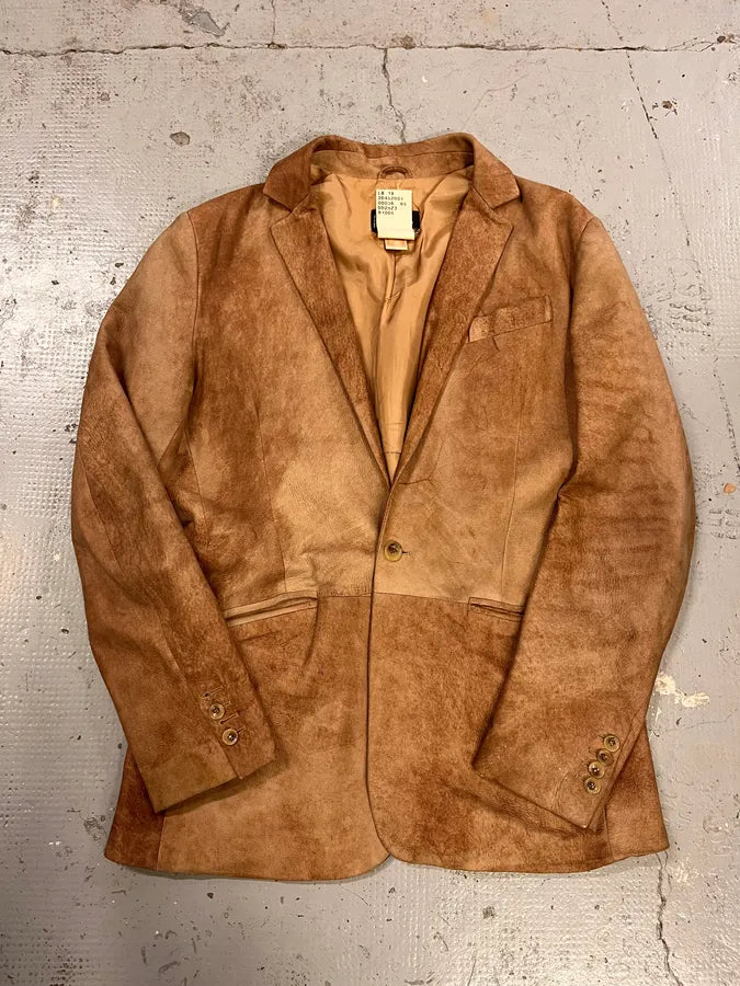 2000s Dolce & Gabbana Raw Beige Leather Blazer Jacket XoHecHY 3