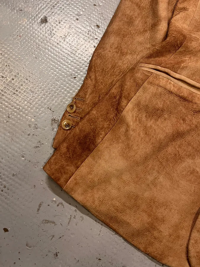 2000s Dolce & Gabbana Raw Beige Leather Blazer Jacket XoHecHY 5