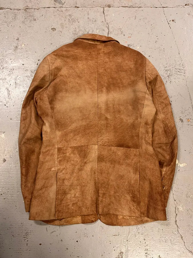 2000s Dolce & Gabbana Raw Beige Leather Blazer Jacket XoHecHY 6