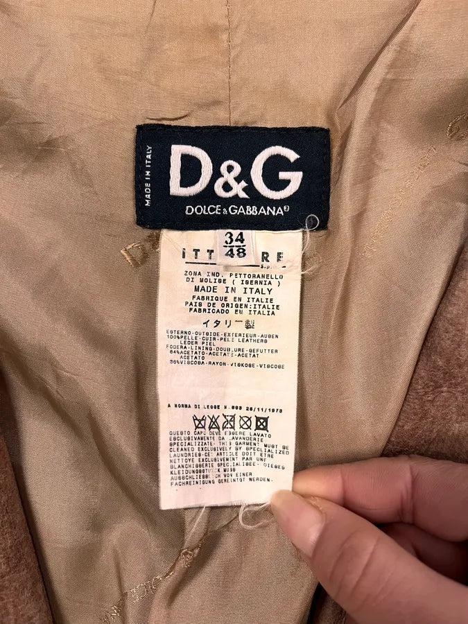 2000s Dolce & Gabbana Raw Beige Leather Blazer Jacket XoHecHY 8