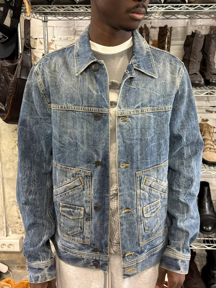 2000s Dolce & Gabbana Raw Blue Denim Jacket hnRrQCh 1