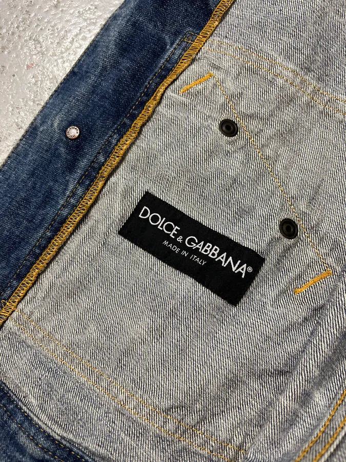 2000s Dolce & Gabbana Raw Blue Denim Jacket hnRrQCh 10
