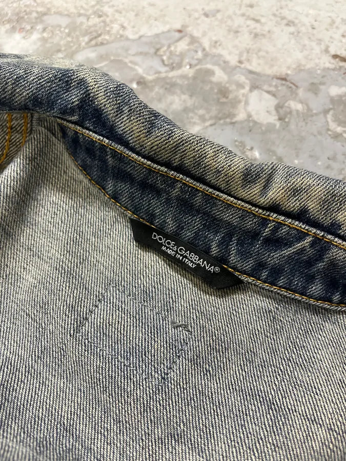 2000s Dolce & Gabbana Raw Blue Denim Jacket hnRrQCh 11