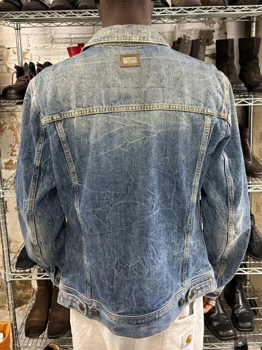 2000s Dolce & Gabbana Raw Blue Denim Jacket hnRrQCh 2