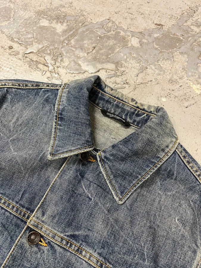 2000s Dolce & Gabbana Raw Blue Denim Jacket hnRrQCh 3