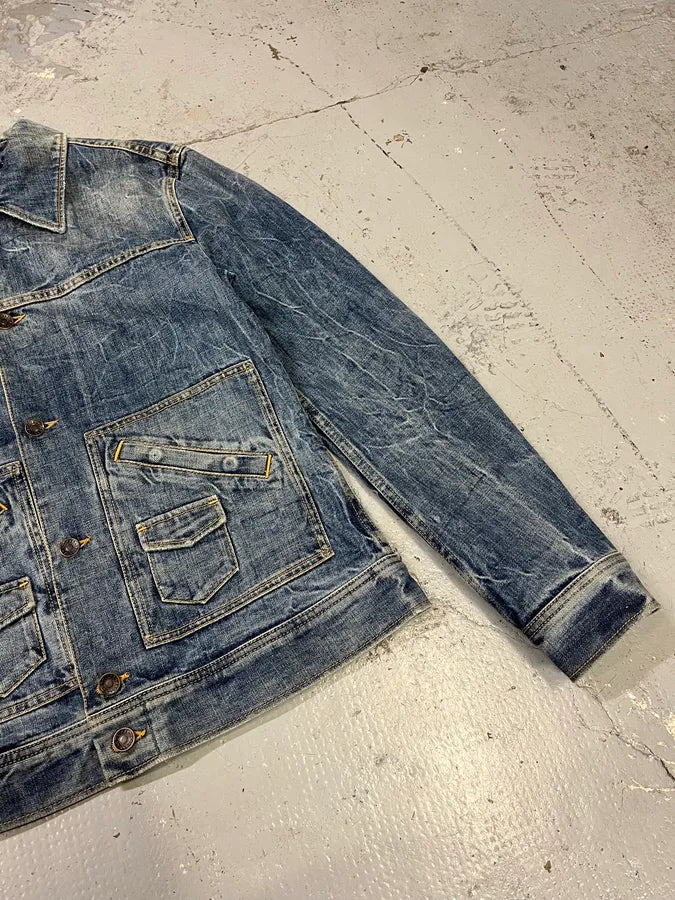 2000s Dolce & Gabbana Raw Blue Denim Jacket hnRrQCh 4