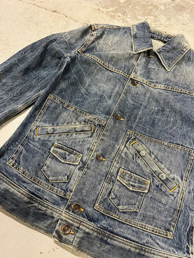 2000s Dolce & Gabbana Raw Blue Denim Jacket hnRrQCh 6