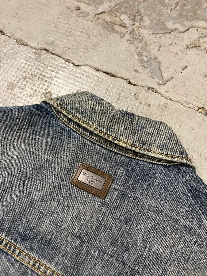 2000s Dolce & Gabbana Raw Blue Denim Jacket hnRrQCh 8