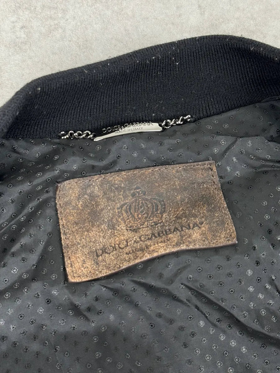 2000s Dolce & Gabbana Raw Brown Leather Bomber Jacket YYhkMbJ 9