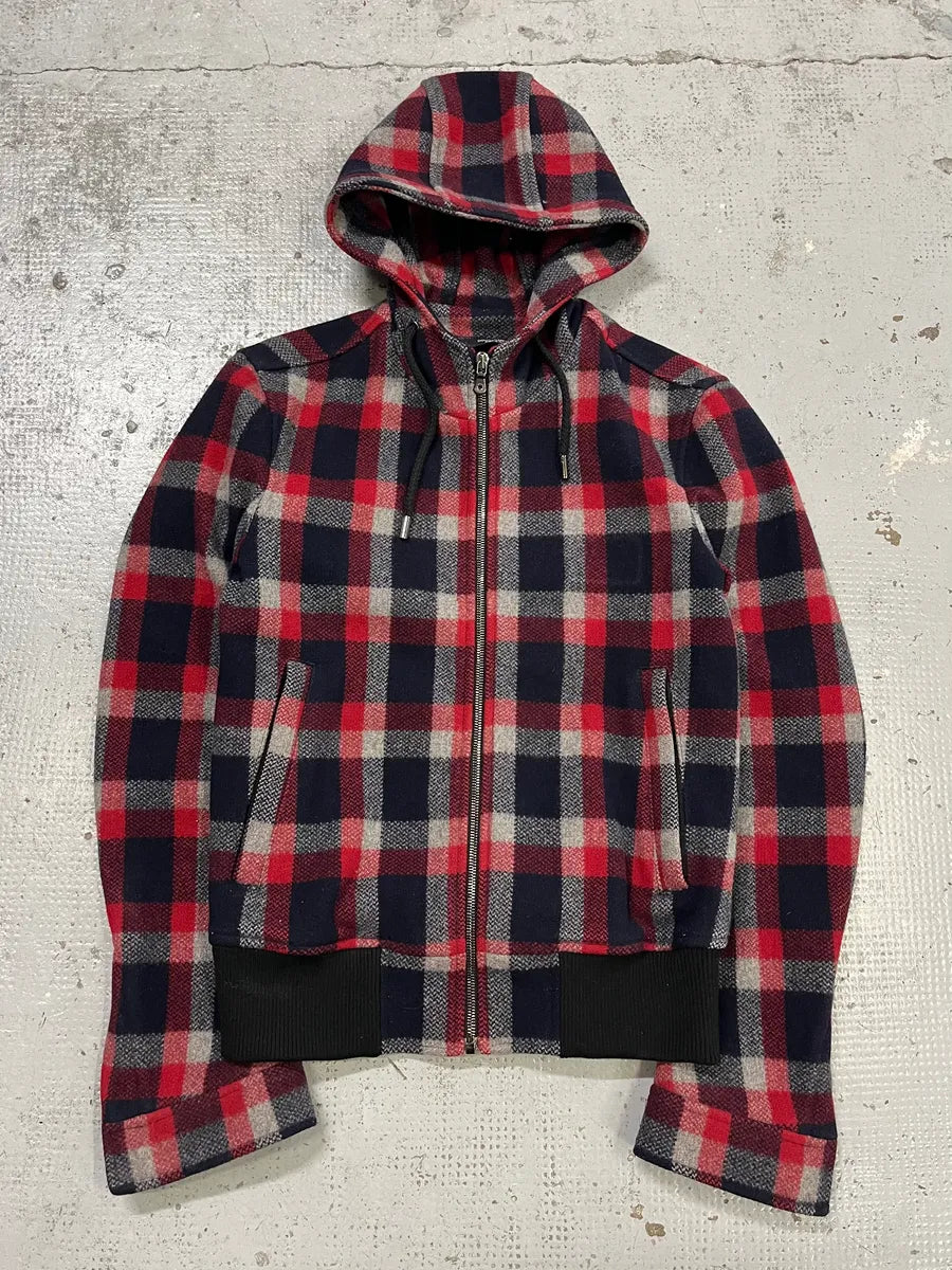 2000s Dolce & Gabbana Red & Blue Tartan Hooded Jacket PpHAWGI 0