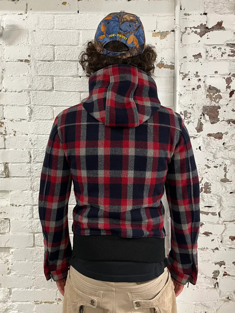2000s Dolce & Gabbana Red & Blue Tartan Hooded Jacket PpHAWGI 2