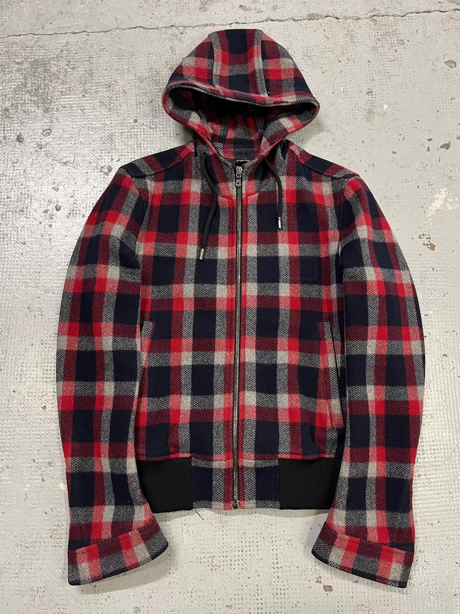 2000s Dolce & Gabbana Red & Blue Tartan Hooded Jacket PpHAWGI 3