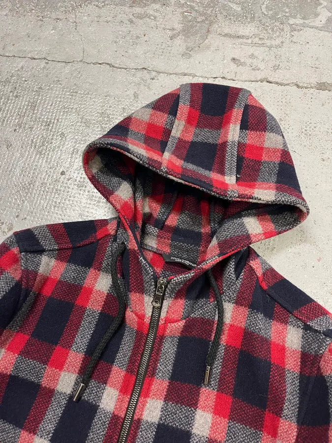 2000s Dolce & Gabbana Red & Blue Tartan Hooded Jacket PpHAWGI 4
