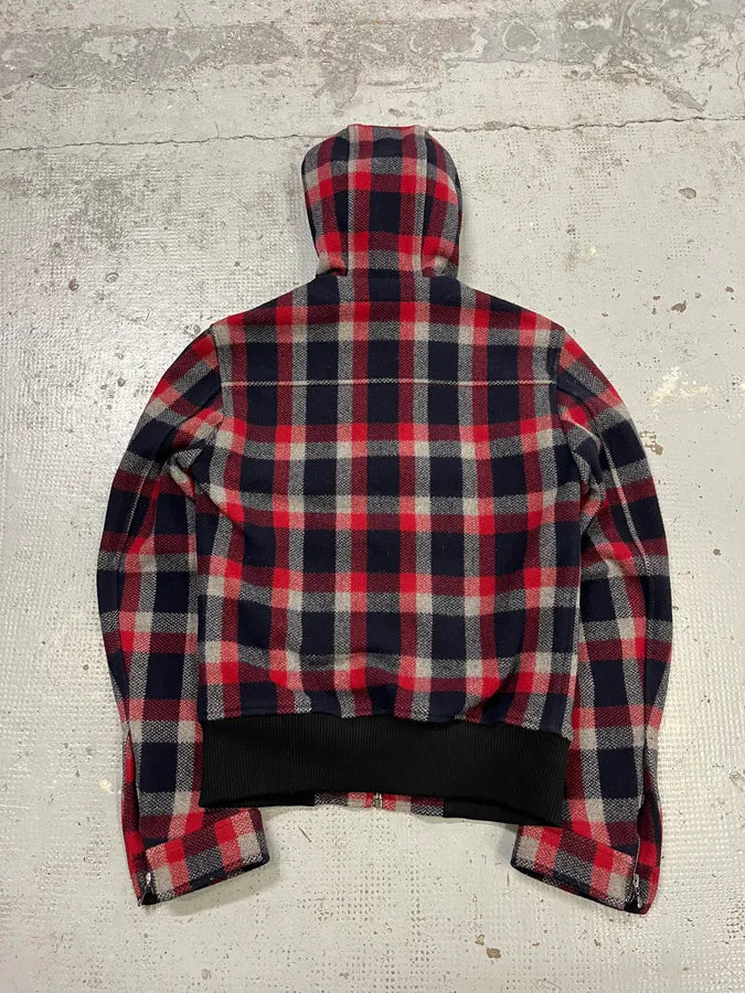 2000s Dolce & Gabbana Red & Blue Tartan Hooded Jacket PpHAWGI 5
