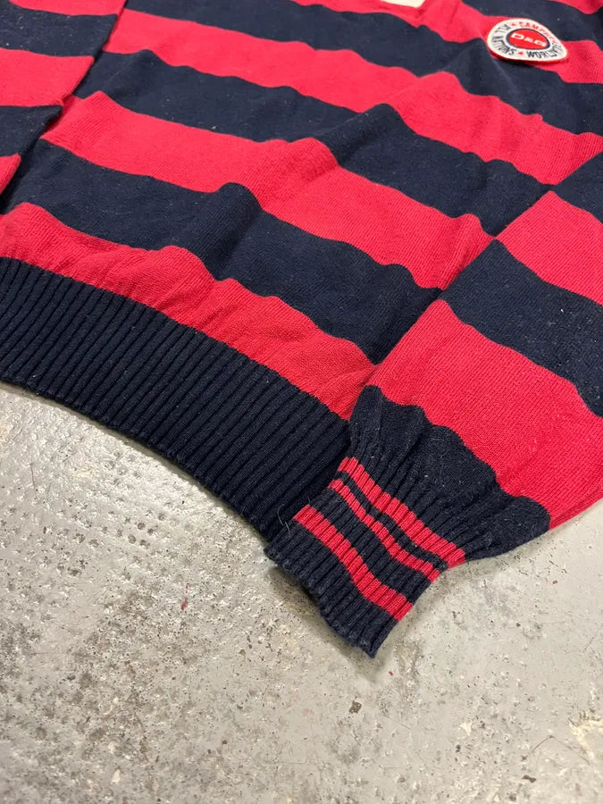 2000s Dolce & Gabbana Red & Navy Cotton Striped Polo juUkXDK 5