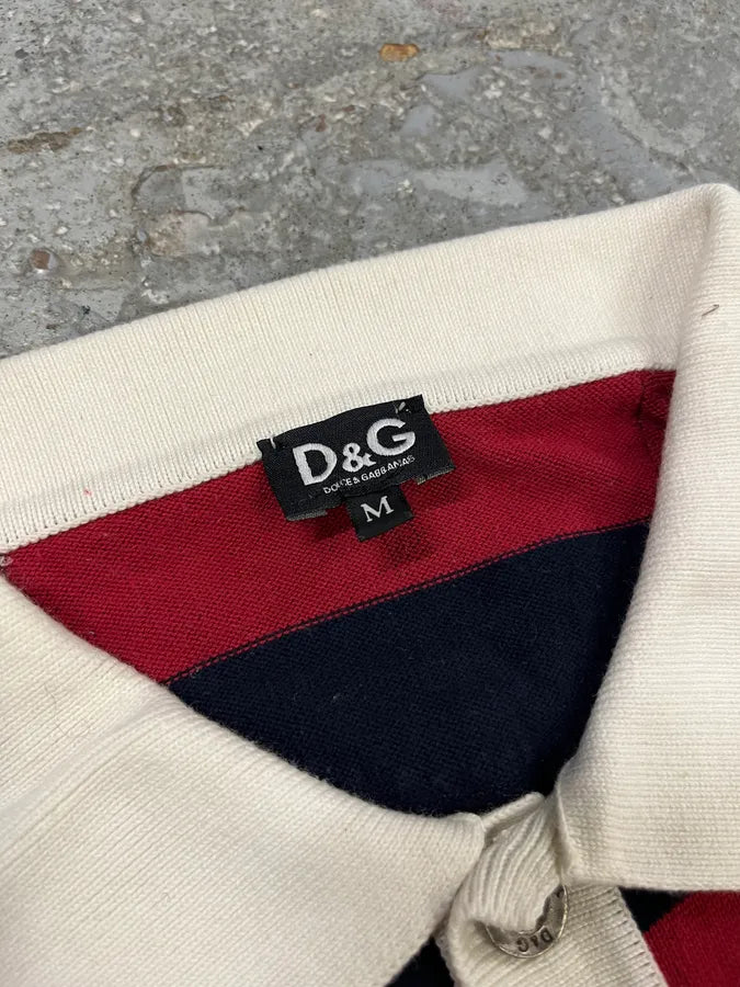 2000s Dolce & Gabbana Red & Navy Cotton Striped Polo juUkXDK 8
