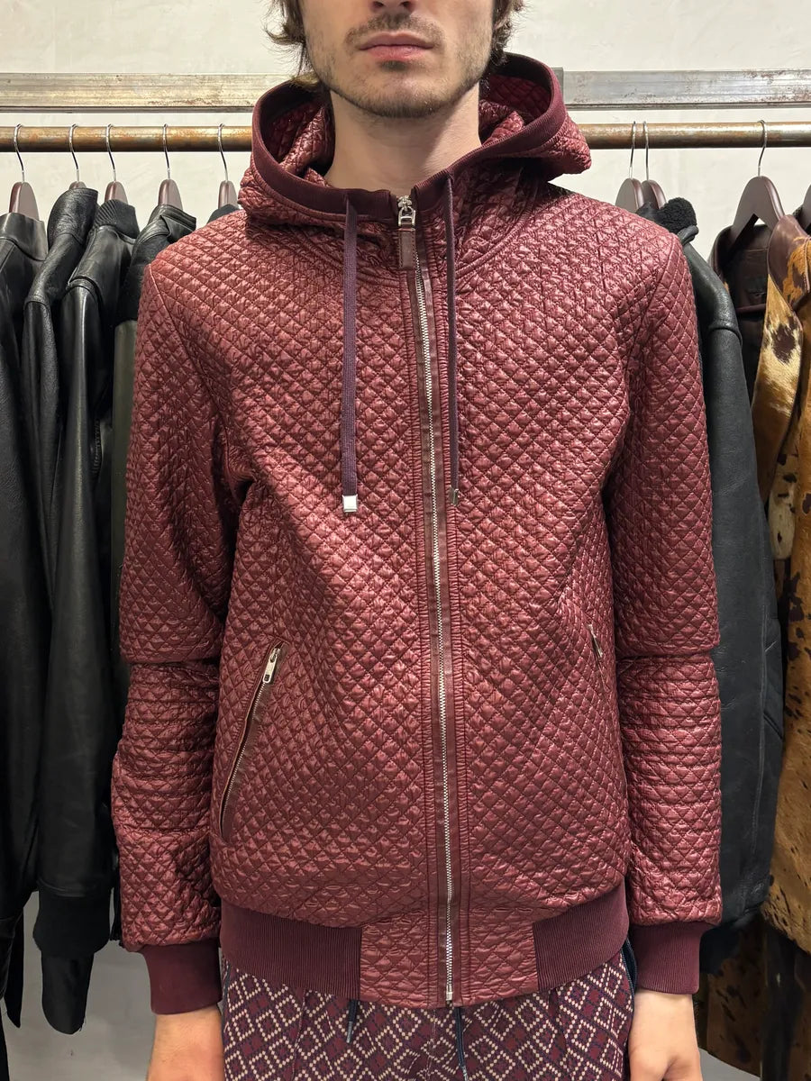 2000s Dolce & Gabbana Red Bordeaux Quilted Light Hooded Jacket (M) DBqShvX 1