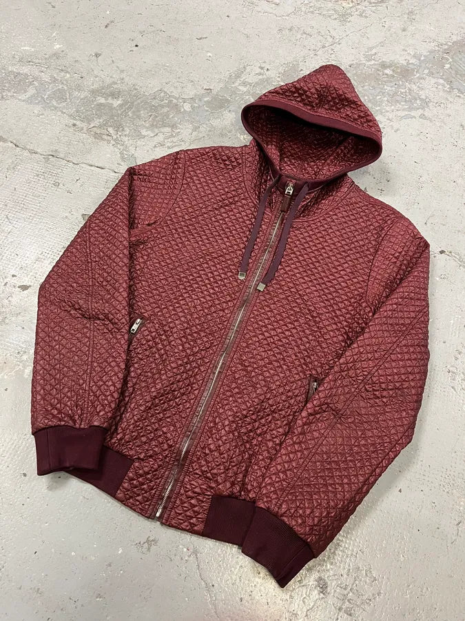 2000s Dolce & Gabbana Red Bordeaux Quilted Light Hooded Jacket (M) DBqShvX 2