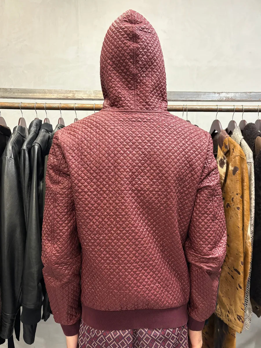2000s Dolce & Gabbana Red Bordeaux Quilted Light Hooded Jacket (M) DBqShvX 3