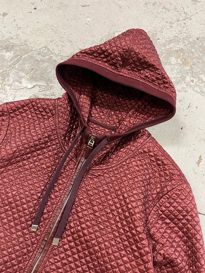 2000s Dolce & Gabbana Red Bordeaux Quilted Light Hooded Jacket (M) DBqShvX 4