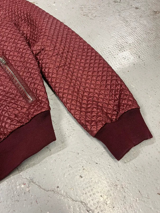 2000s Dolce & Gabbana Red Bordeaux Quilted Light Hooded Jacket (M) DBqShvX 5