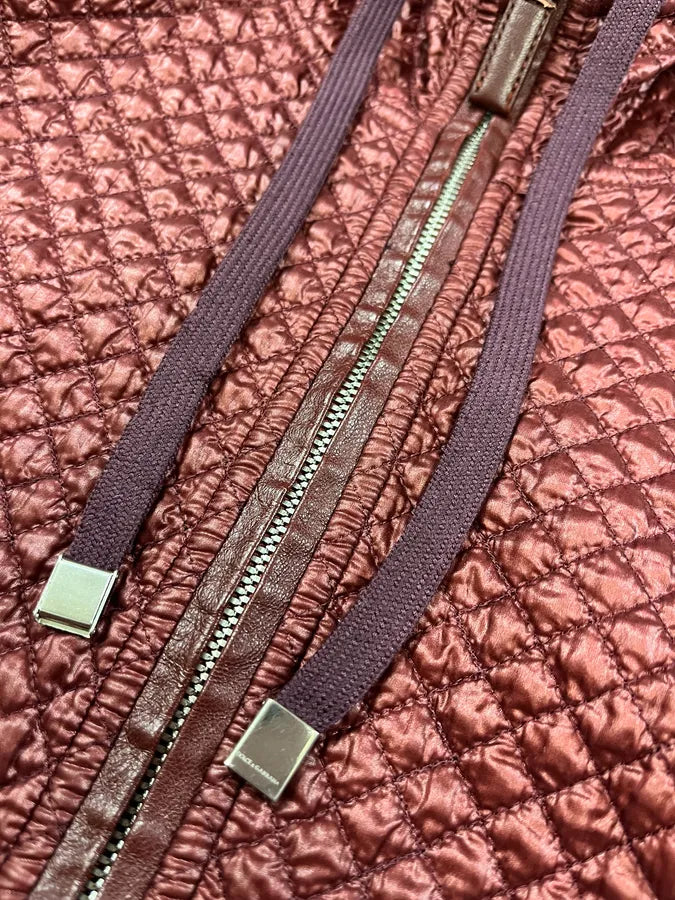 2000s Dolce & Gabbana Red Bordeaux Quilted Light Hooded Jacket (M) DBqShvX 6