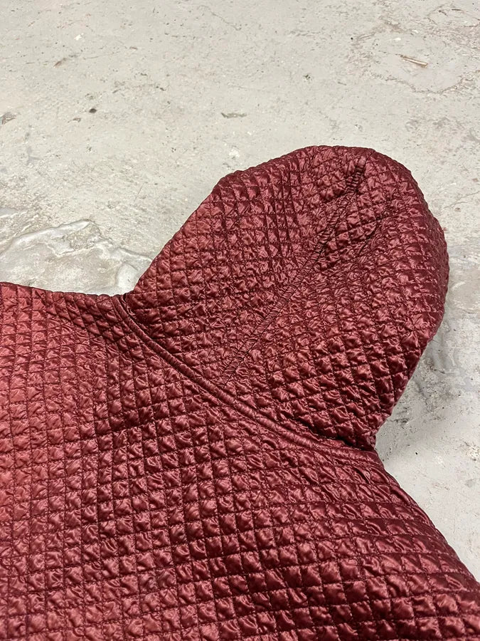 2000s Dolce & Gabbana Red Bordeaux Quilted Light Hooded Jacket (M) DBqShvX 7