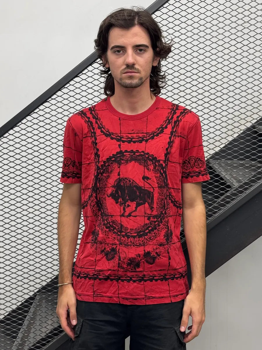 SS2015 Dolce & Gabbana Red Bull Chain Print T-Shirt fNPCKZz 1