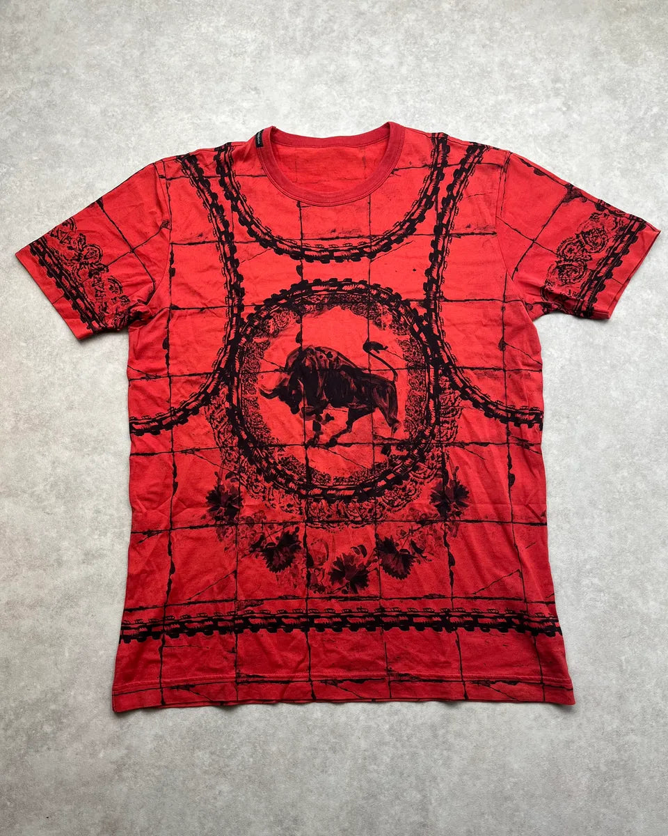 SS2015 Dolce & Gabbana Red Bull Chain Print T-Shirt fNPCKZz 0