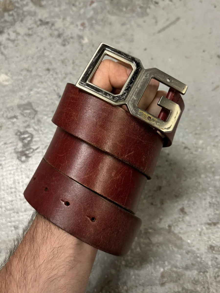 2000s Dolce & Gabbana Red Burgundy Leather Belt MbGlpvy 1