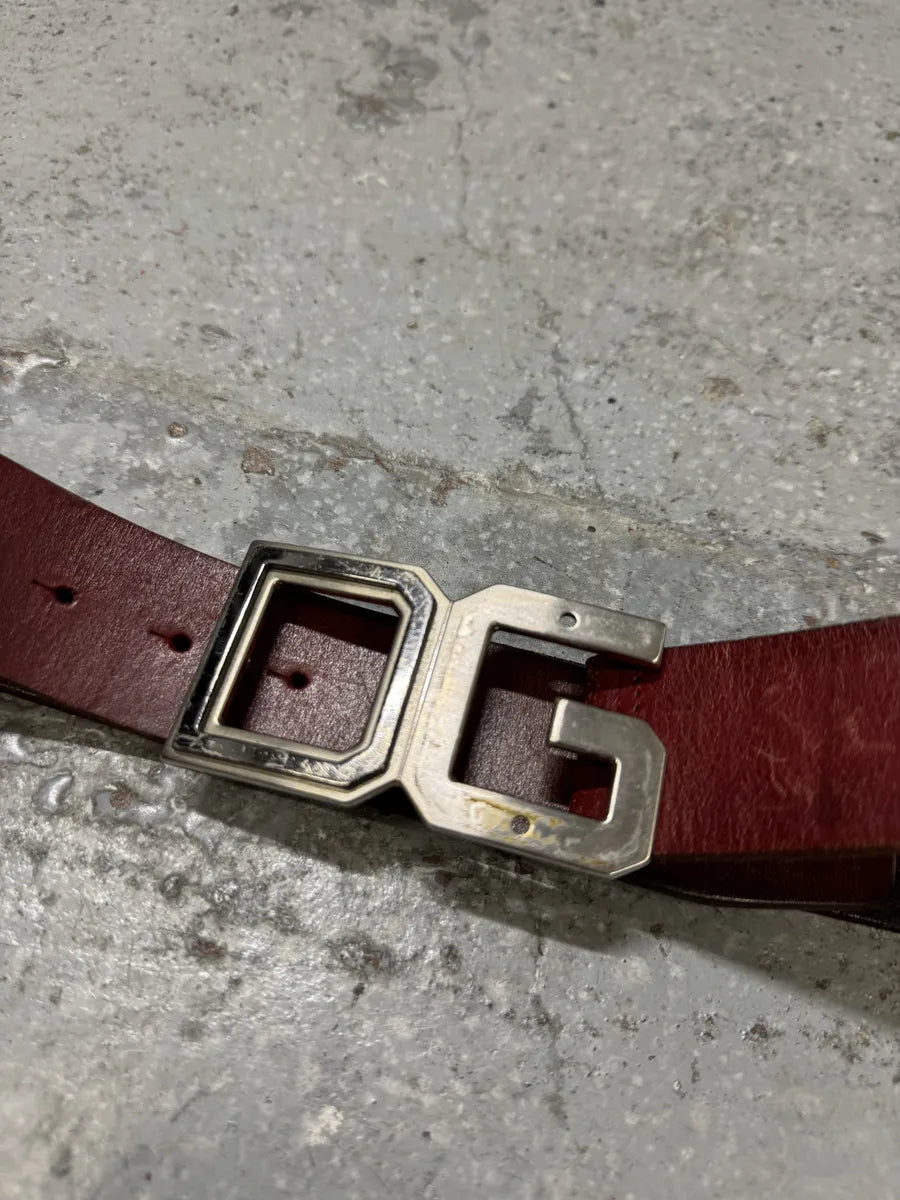 2000s Dolce & Gabbana Red Burgundy Leather Belt MbGlpvy 3