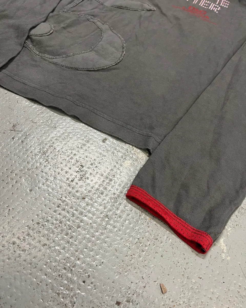 2000s Dolce & Gabbana Red Contrast Trim Grey Longsleeve T-Shirt isHnsao 5