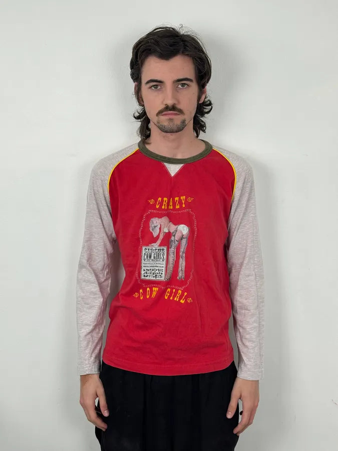 2000s Dolce & Gabbana Red Cow Girl Longsleeve T-Shirt ocNkovB 1