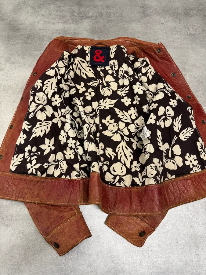 2000s Dolce & Gabbana Red Faded Leather Jacket (S) 5