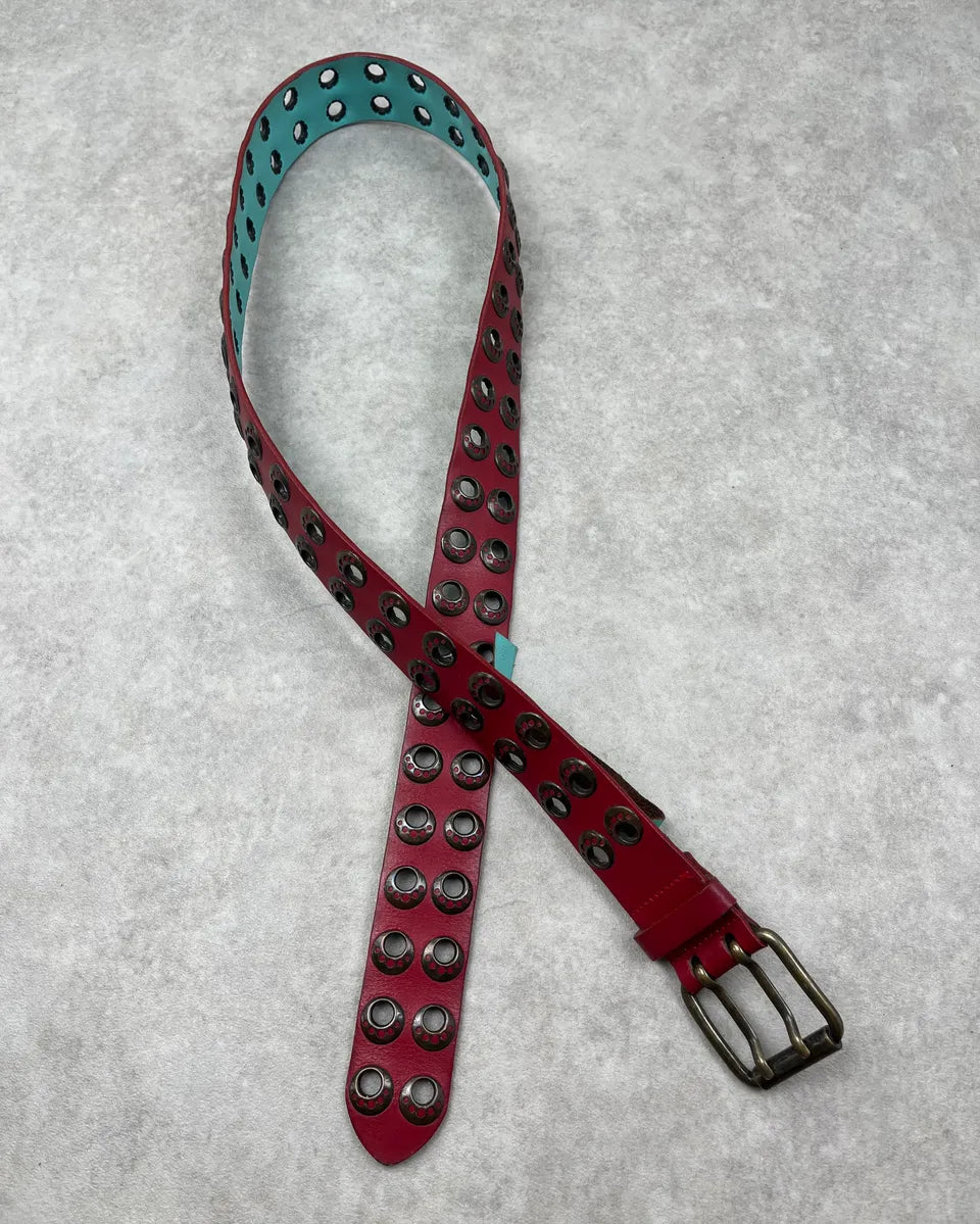 2000s Dolce & Gabbana Red Leather Eylet Belt fgYMbUU 1