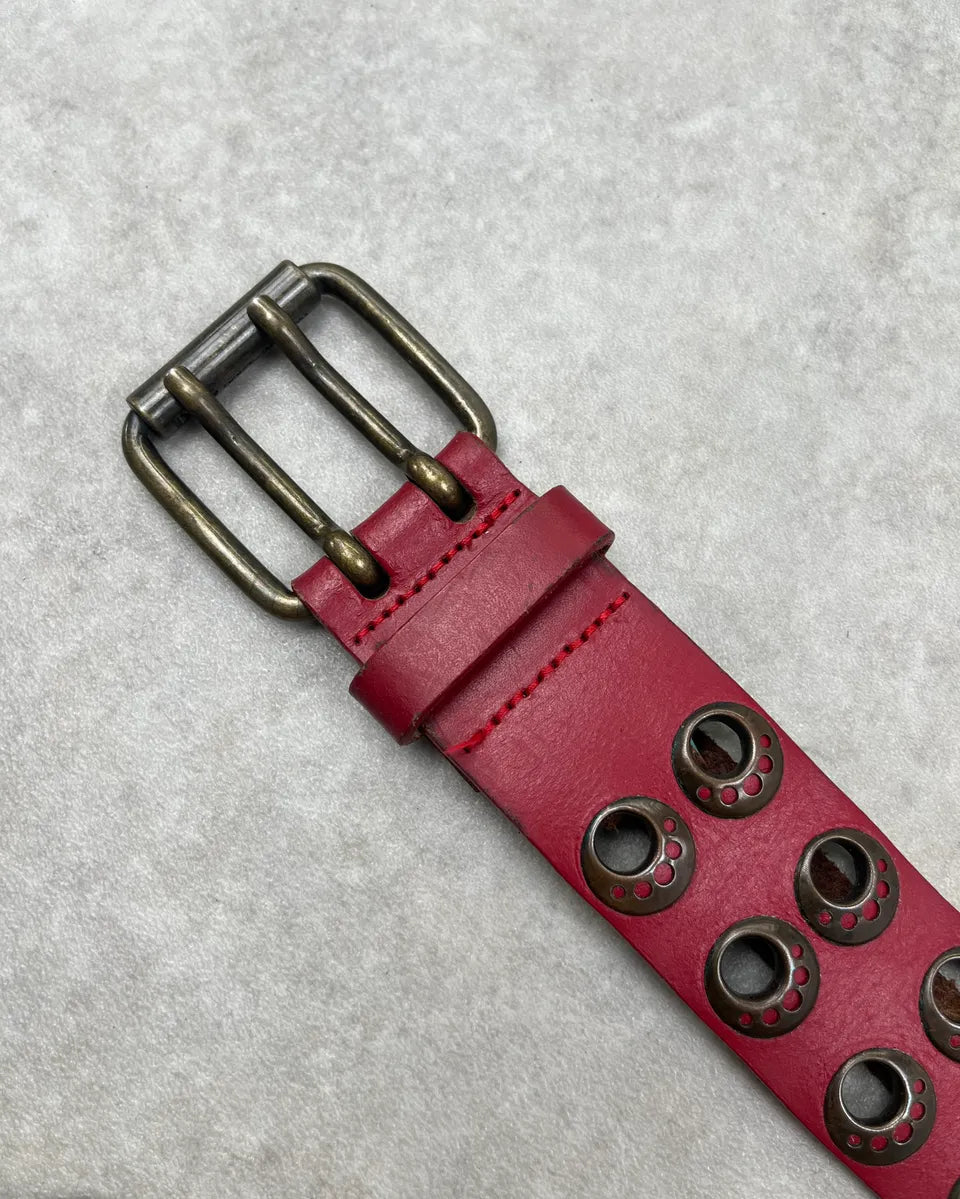 2000s Dolce & Gabbana Red Leather Eylet Belt fgYMbUU 4
