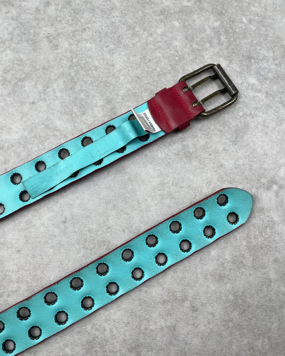 2000s Dolce & Gabbana Red Leather Eylet Belt fgYMbUU 5