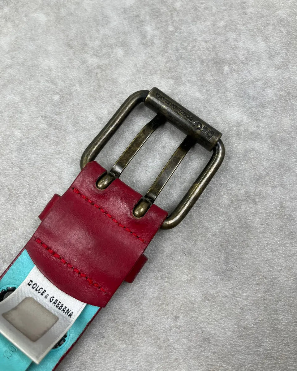 2000s Dolce & Gabbana Red Leather Eylet Belt fgYMbUU 6